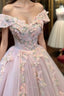 Pink Butterfly Embroidery Ball Gown Dresses