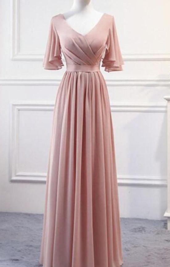 Pink Chiffon Bridesmaid Dresses , Long Formal Prom Gown Main image