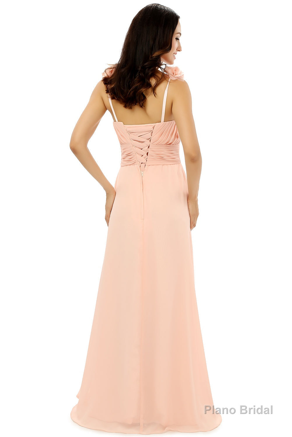 Pink Chiffon Halter Backless With Pleats Bridesmaid Dresses