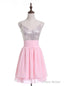Pink Chiffon Sequins Sleeveless Homecoming Dress