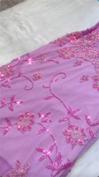 Pink Fashion Exquisite Beaded Spaghetti Strap A-Line Lace Floor Length Elegant Ball Gown Formal Evening Dresses