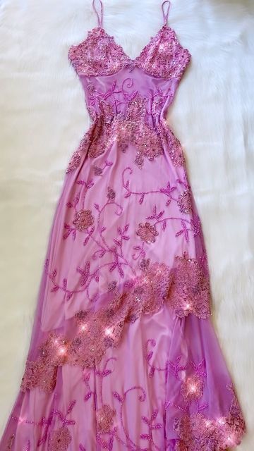 Pink Fashion Exquisite Beaded Spaghetti Strap A-Line Lace Floor Length Elegant Ball Gown Formal Evening Dresses Main image