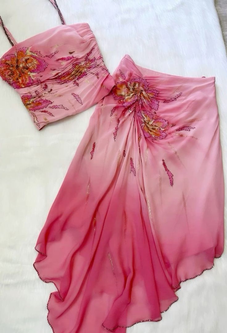 (Out Of Stock)Pink Gorgeous Exquisite Beaded Spaghetti Strap Long Chiffon Elegant Suit Ball Gown Formal Evening Dresses Party Dresses Formal Prom Dresses