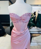 Pink/Green/Blue Gorgeous Shiny Exquisite Beaded Long Slit Elegant Sexy Formal Prom Dresses Formal Evening Dresses Party Dresses