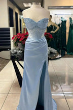 Pink/Green/Blue Gorgeous Shiny Exquisite Beaded Long Slit Elegant Sexy Formal Prom Dresses Formal Evening Dresses Party Dresses