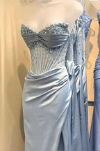 Pink/Green/Blue Gorgeous Shiny Exquisite Beaded Long Slit Elegant Sexy Formal Prom Dresses Formal Evening Dresses Party Dresses