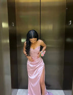 Pink/Green/Blue Gorgeous Shiny Exquisite Beaded Long Slit Elegant Sexy Formal Prom Dresses Formal Evening Dresses Party Dresses