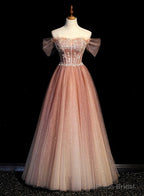 Pink Gradient Beaded Sweetheart Party Dress, Pink Gradient Evening Party Dresses