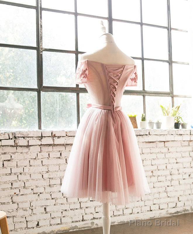 Pink Lace Tulle Short Prom Dress, Homecoming Dress Secondary image