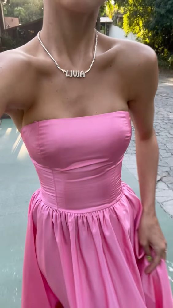 Pink Leg Split Formal Prom Dresses Women Sexy Party Dresses