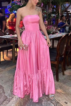 Pink Leg Split Formal Prom Dresses Women Sexy Party Dresses