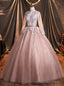 Pink Long Sleeve Appliques Quinceanera Dresses