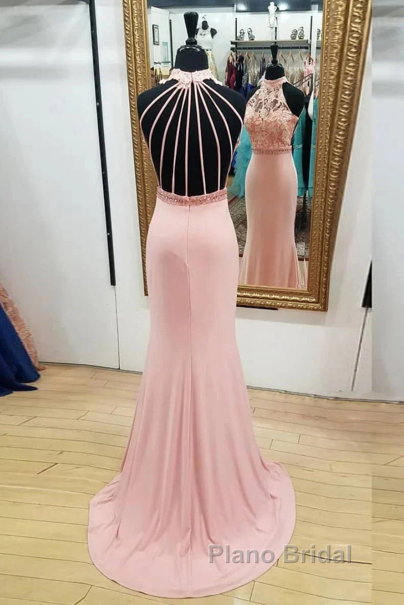 Pink Mermaid Lace Long Wedding Dresses Secondary image
