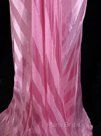 Pink Mermaid Spaghetti Straps Satin Beaded Long Formal Prom Dresses Beautiful Bridal Dresses