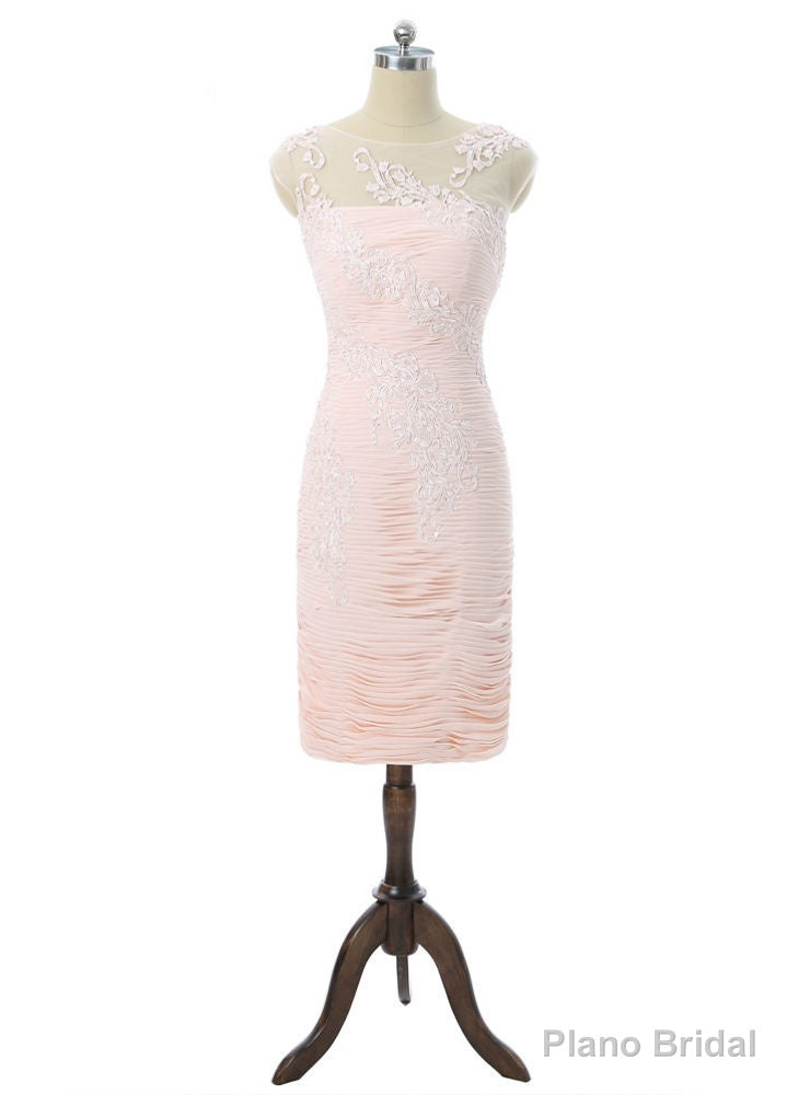Pink Mother Of The Bride Dresses Sheath Cap Sleeves Knee Length Main image
