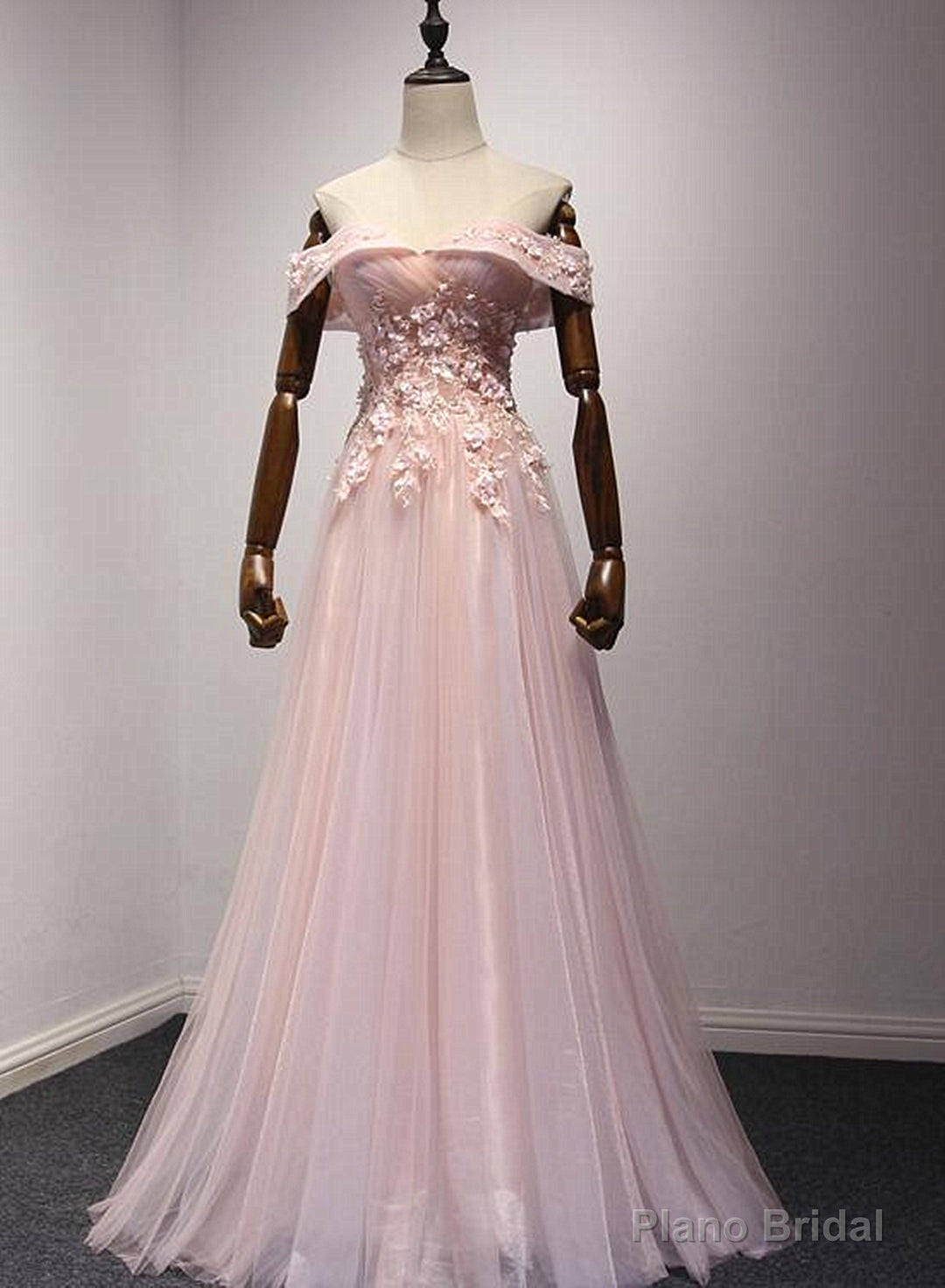 Pink Off Shoulder Handmade Formal Dresses , Long Prom Dresses Secondary image