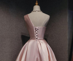Pink Off Shoulder Homecoming Dresses, Pink Party Dresses , Cute Satin Dresses