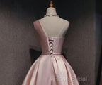 Pink Off Shoulder Homecoming Dresses, Pink Party Dresses , Cute Satin Dresses