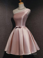 Pink Off Shoulder Homecoming Dresses, Pink Party Dresses , Cute Satin Dresses