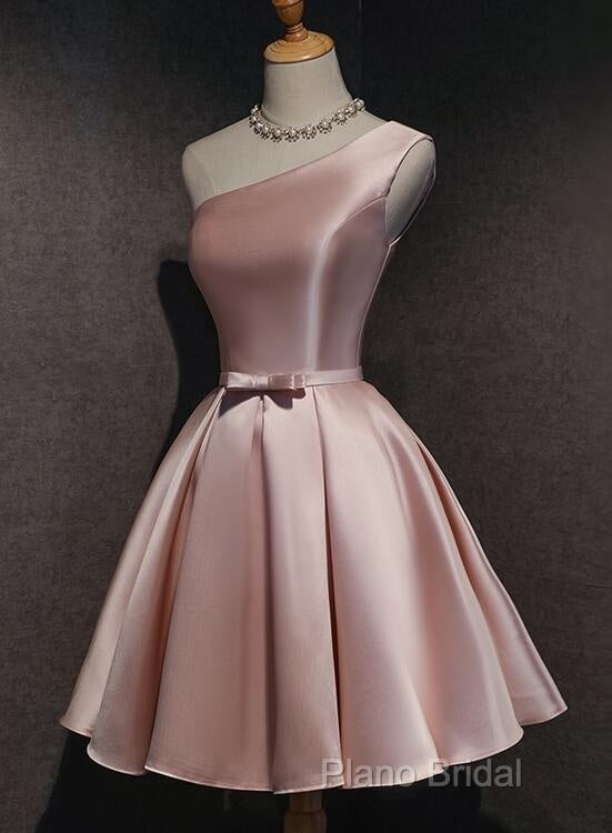 Pink Off Shoulder Homecoming Dresses, Pink Party Dresses , Cute Satin Dresses
