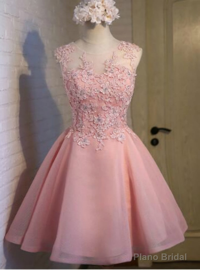 Pink Organza Appliques Homecoming Dress Main image