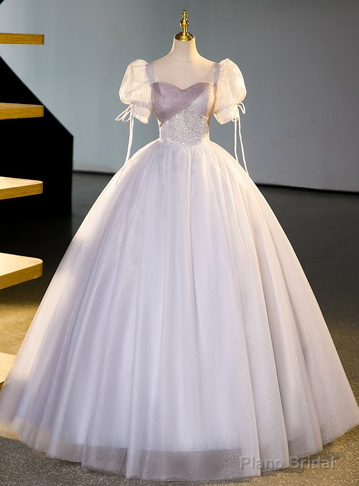 Pink Purple Tulle Puff Sleeve Quinceanera Dress Main image