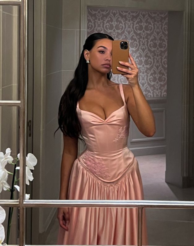 Pink Retro Elegant Sweetheart Neckline A-Line Spaghetti Strap Satin Long Evening Dress Birthday Party Dress Bridesmaid Dress Main image