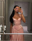 Pink Retro Elegant Sweetheart Neckline A-Line Spaghetti Strap Satin Long Evening Dress Birthday Party Dress Bridesmaid Dress