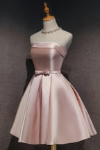Pink Off The Shoulder Satin Homecoming Dresses