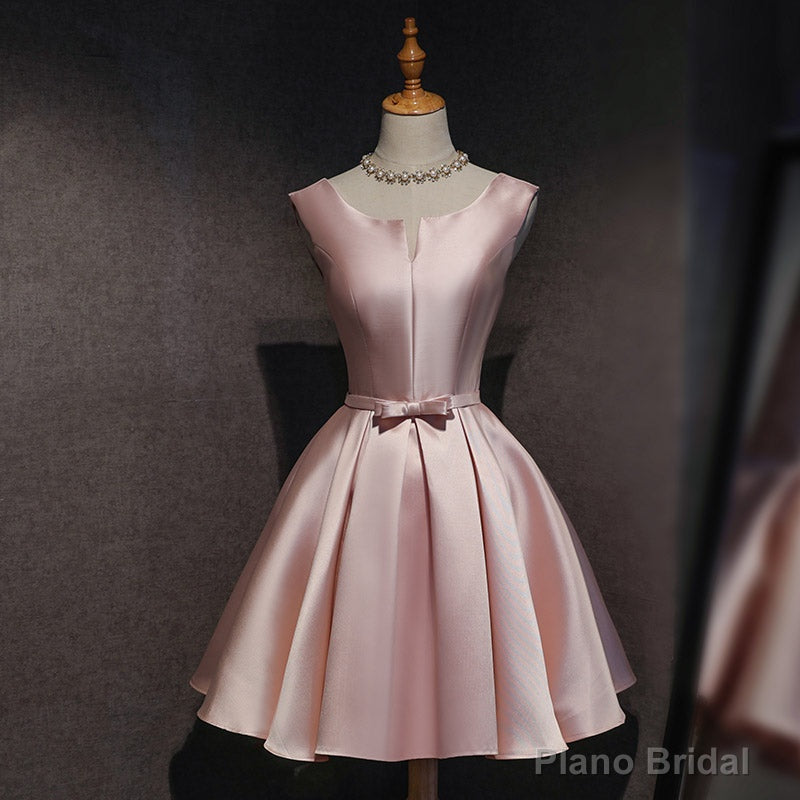 Pink Satin Short Party Dress , Lovely Satin Homecoming Dress Main image