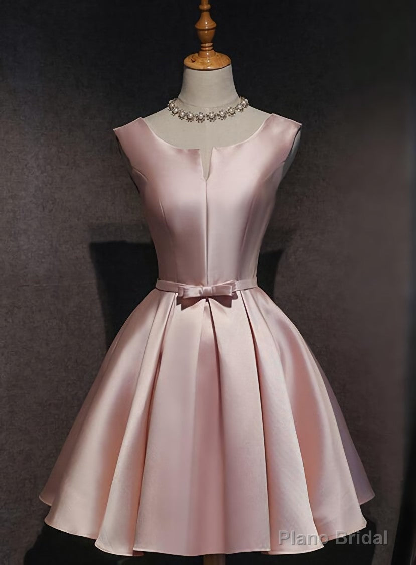 Pink Satin Short Party Dress , Lovely Satin Homecoming Dress Secondary image