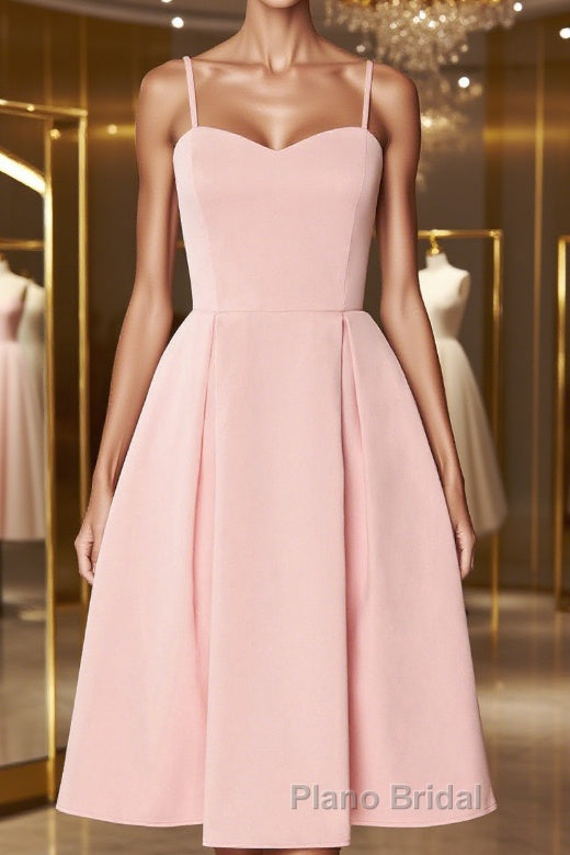 Pink satin short Formal Prom dress, pink homecoming dress Main image