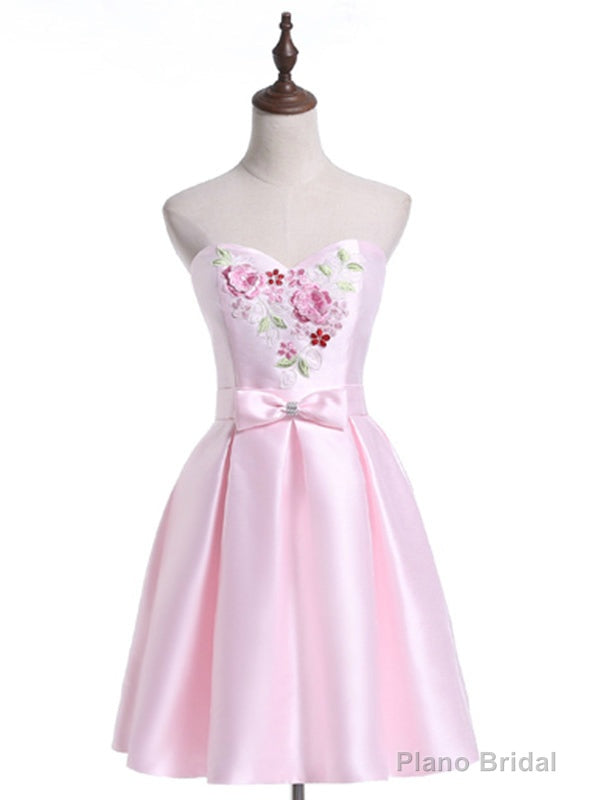 Pink Satin Sweetheart Homecoming Dress