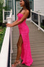 Pink Sequin Long Formal Prom Dresses Strapless Mermaid Formal Evening Party Gown