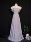 Pink Sequins High Neck Short Sleeve Prom Dress