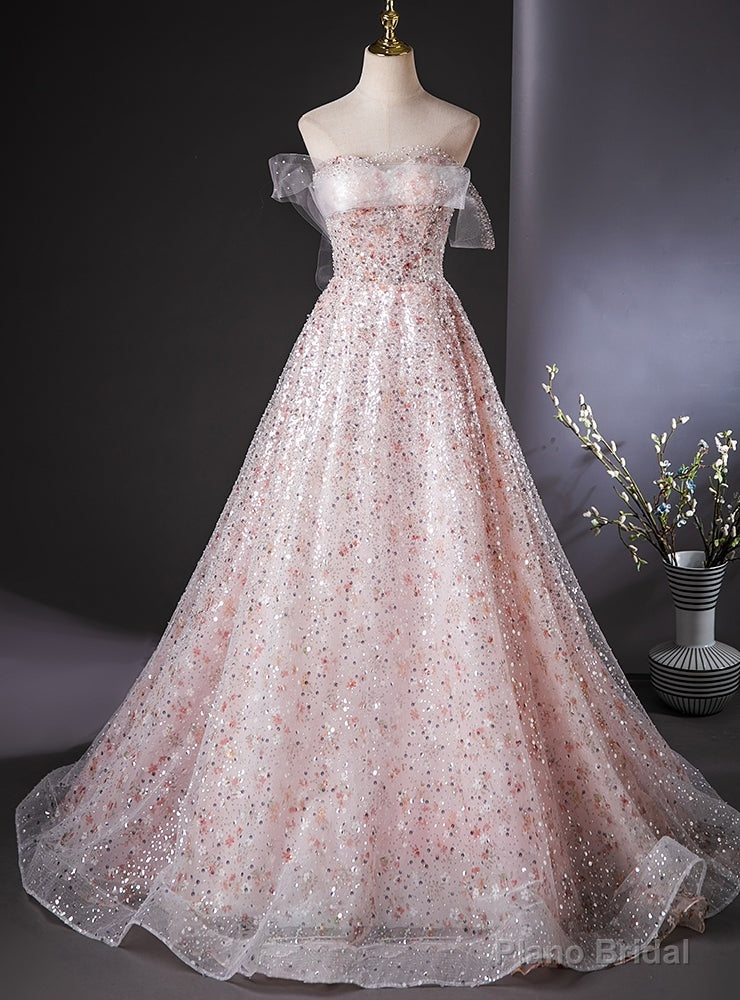 Pink Sequins Strapless Quinceanera Dress Main image