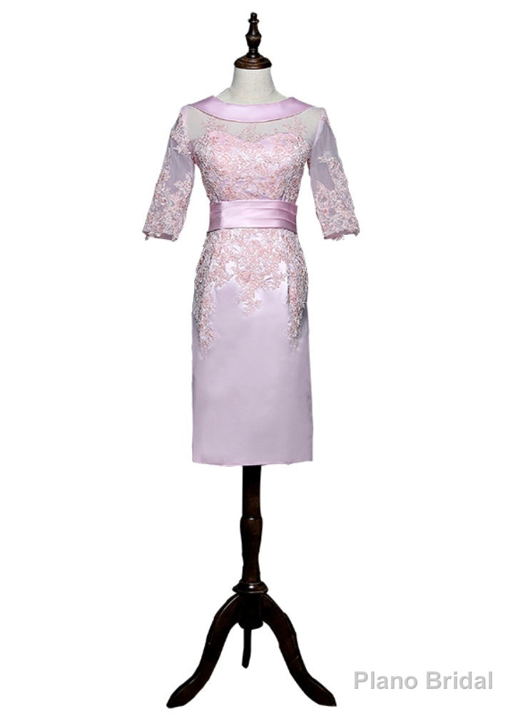 Pink Sheath Half Sleeves Appliques Mother Of The Bride Dresses Main image