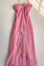 Pink Sheath Long Formal Prom Dresses Sweet Formal Party Dresses