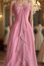 Pink Sheath Long Formal Prom Dresses Sweet Formal Party Dresses