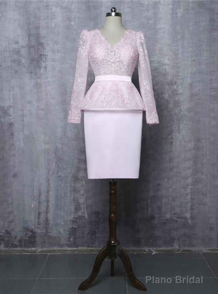 Pink Sheath V-neck Long Sleeves Mother Of The Bride Dresses Main image