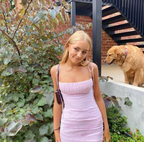 Pink Spaghetti Straps Pleated Long Party Dresses Wedding Guest Dresses