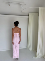 Pink Spaghetti Straps Pleated Long Party Dresses Wedding Guest Dresses