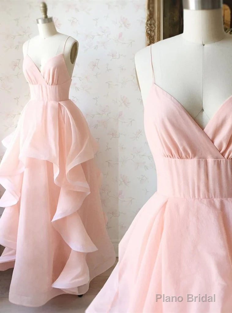 Pink Spaghetti Straps Prom Dress Main image