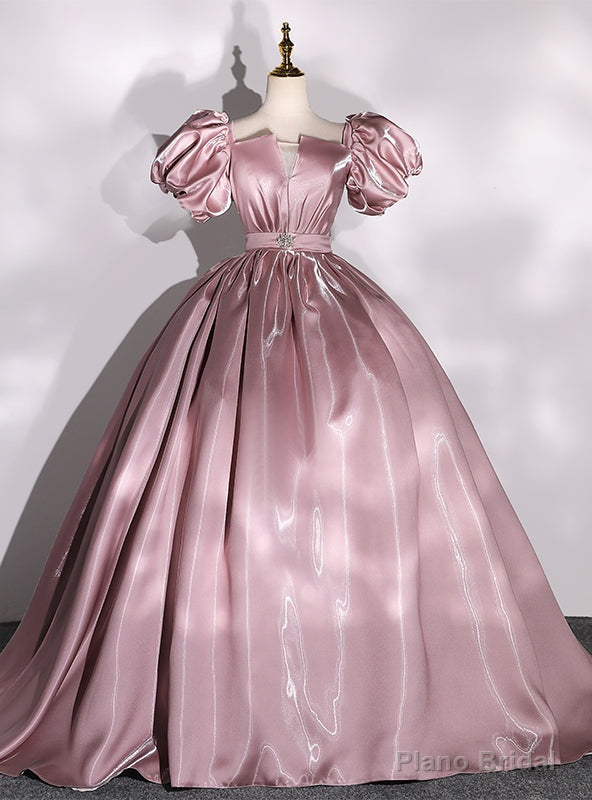 Pink Square Puff Sleeve Square Quinceanera Dress Main image