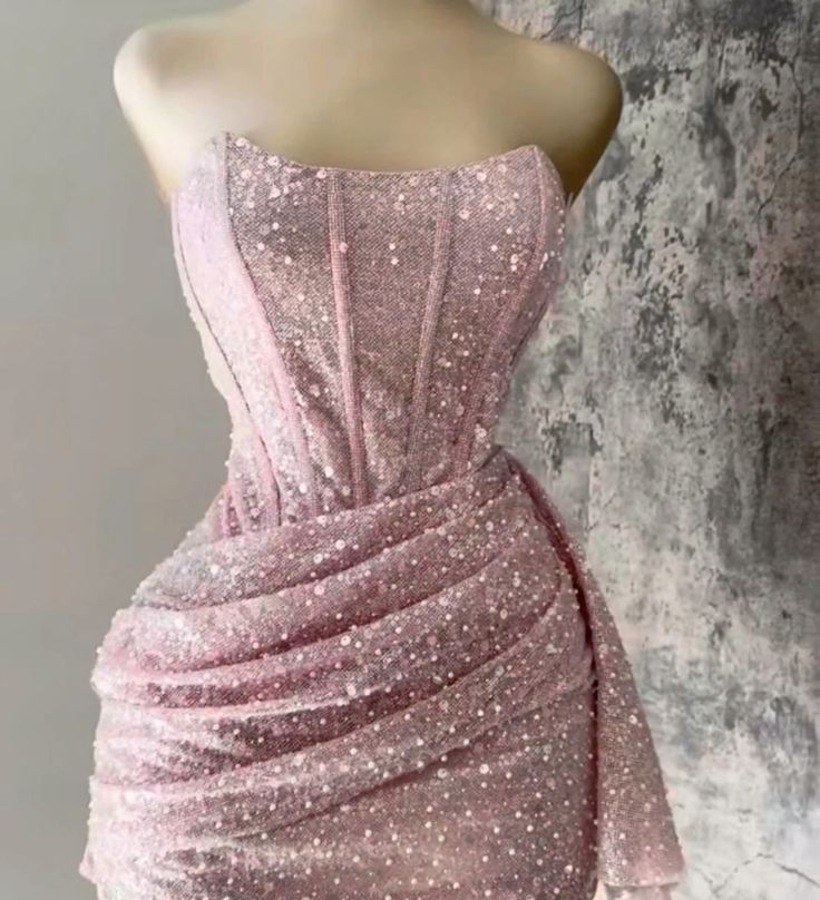 Pink Strapless Sequins Party Dresses Mini Homecoming Dresses Birthday Outfits
