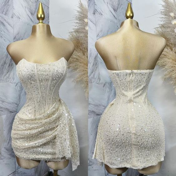 Pink Strapless Sequins Party Dresses Mini Homecoming Dresses Birthday Outfits