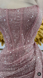 Pink Strapless Sequins Party Dresses Mini Hoco Dresses Birthday Outfits