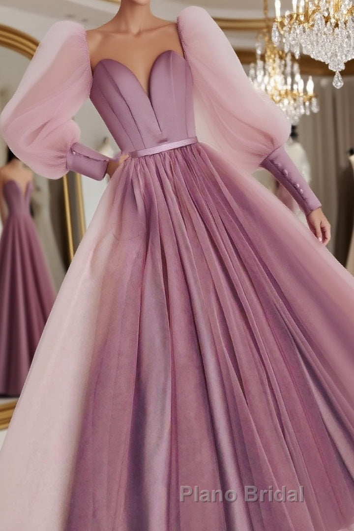 Pink  sweetheart neck tulle long Formal Prom dress tulle formal dress Main image