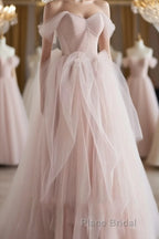 Pink sweetheart tulle long Formal Prom dress, pink tulle formal dress