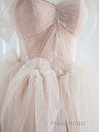 Pink sweetheart tulle long Formal Prom dress, pink tulle formal dress